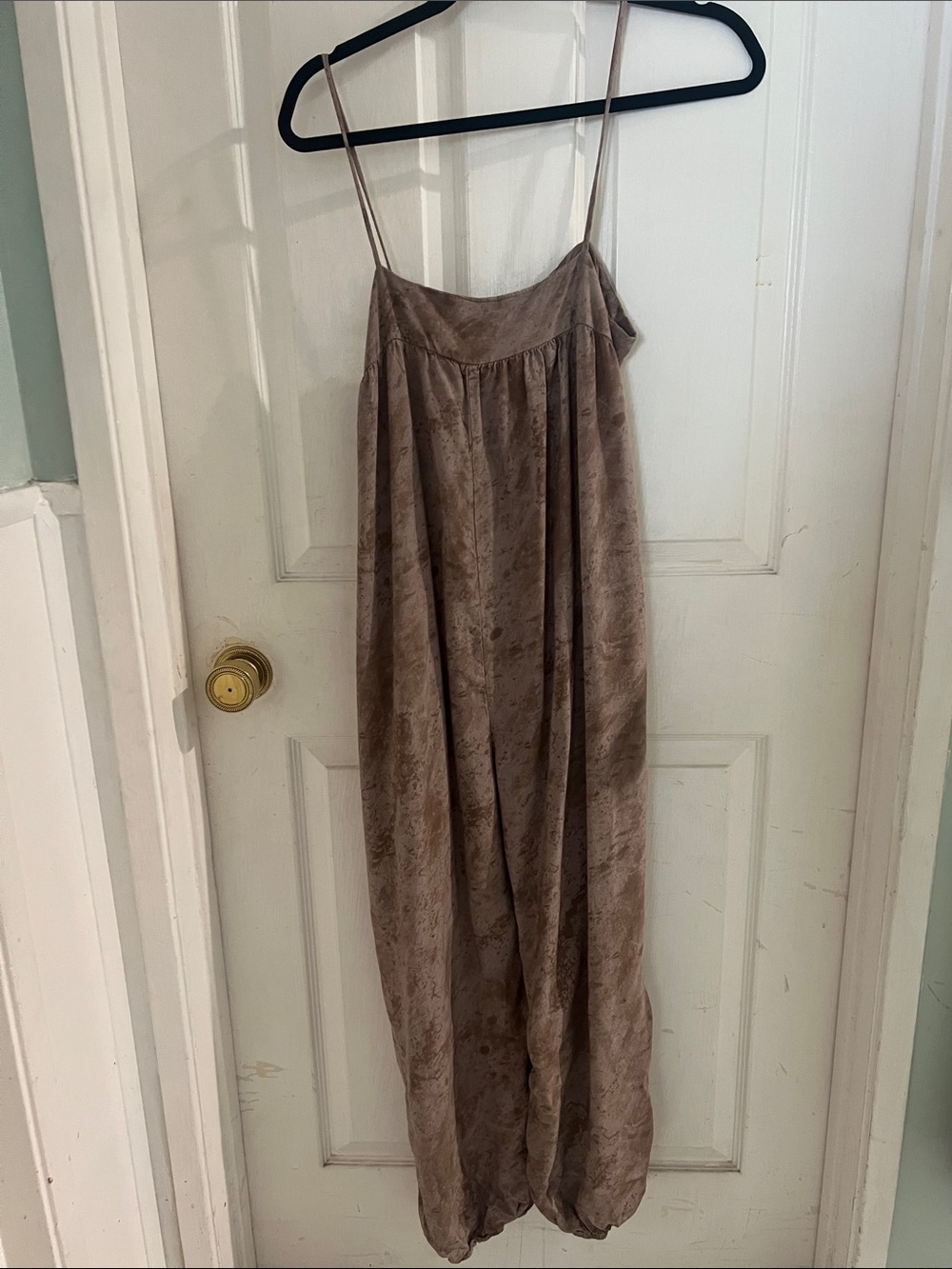Final Touch Taupe Smocked Jumpsuit